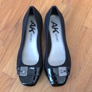 Square Toe Ballet Flat with patent details